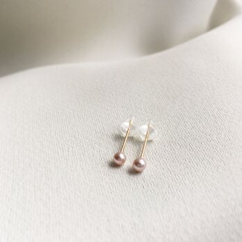 【K14GF】3mm Dainty Pink Pearls Stud Pierce/Earringの画像