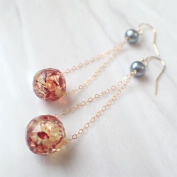 K14GF water pearl & amber pierceの画像