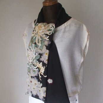 アンティーク友禅大輪の菊の留袖ストール　絹の画像