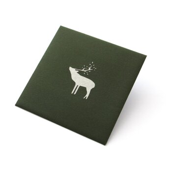 【切り絵のぽち袋】　鹿・銀色（大サイズ）　２枚セットの画像