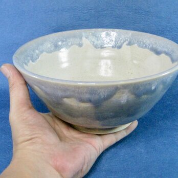 陶器 ラーメンどんぶり 青灰＋白　【190903】の画像