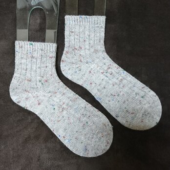 手編み靴下 REGIA Tweed ライトグレーの画像