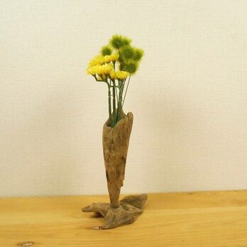 【温泉流木】アヒル足のかわいい流木一輪挿しスタンド 花器 流木インテリアの画像