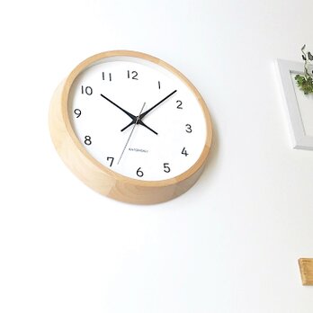 KATOMOKU muku clock 13 ビーチ ナチュラル km-104NA 木製 無垢材の画像