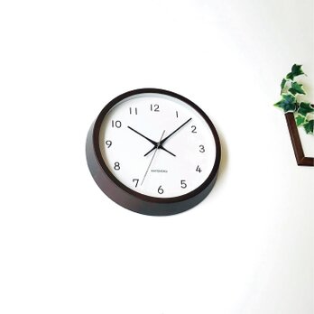 KATOMOKU muku clock 13 ビーチ ブラウン km-104BRRC 電波時計 木製 無垢材の画像