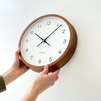 KATOMOKU muku clock 13 ウォールナット km-104WARC 電波時計 木製 無垢材の画像