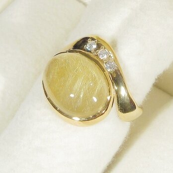 7.70ctルチルクォーツの指輪（リングサイズ：11号、サイズ変更可、針入り水晶、金線入り水晶、18K張り）の画像