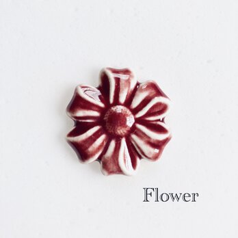 Flower ボルドー : 陶器 : ブローチ/ヘアゴムの画像