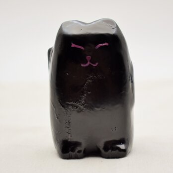 黒猫　黒漆底面麻布張紫漆の画像
