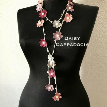 お花の刺繍ラリエット　デイジー　ボルドーミックスの画像