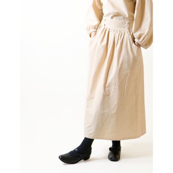 硫化染めコットン・ギャザースカート／アイボリー