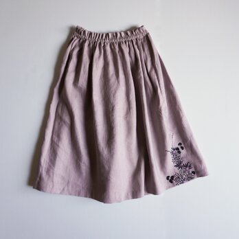 リネン・ギャザースカート　くすみピンク　＜海中植物＞の画像