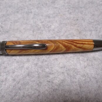 肥松　樹齢550年黒松　金襴杢　ガラスコート仕上げ　回転式ロングパトリオットボールペン　の画像