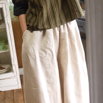 リネンと久留米絣ポケットのパンツの画像