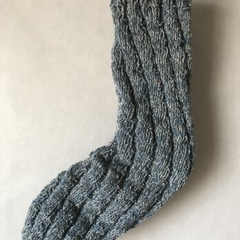 手編み靴下 藍鼠（あいねず）色 フリーサイズの画像