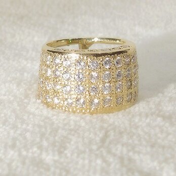 K18YGと合成ダイヤモンドの指輪（リングサイズ：10.5号、イエローゴールド）の画像