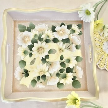 トールペイントのコスモスのトレイ