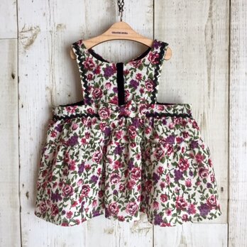 ダッフィーサイズのお洋服　ジャンパースカート小花ワンピース(ゴブラン織り風)の画像