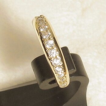 K18と合成ダイヤモンドのハーフ・エタニティーリング（指輪のサイズ：9.5号、イエローゴールド）の画像