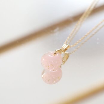 金箔をちりばめたガラス玉のネックレス / ピンク＆パープルの画像