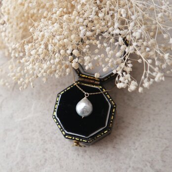 【K10】アコヤ真珠シルバーの一粒ネックレスの画像