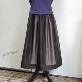 着物リメイク♪大島紬と十日市紬でシックな大人スカート(Ⅱ）：丈７６ｃｍ（裏地付き）の画像