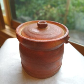 火襷（ひだすき）ツボ 壺 蓋つき 信楽  花器・花瓶・陶器 １点ものの画像