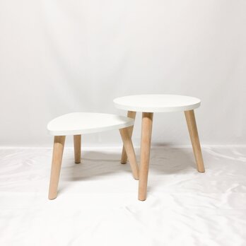 オーダーメイド 職人手作り セットテーブル コーヒーテーブル 北欧モダン シンプル 白家具 モノトーン サイズオーダー可の画像
