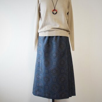 着物リメイク　紬の脇プリーツスカートの画像