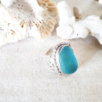 【11号】silver925 seaglass ring ~side heart~の画像