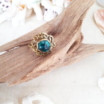 【13号】brass tibetan turquoise ringの画像