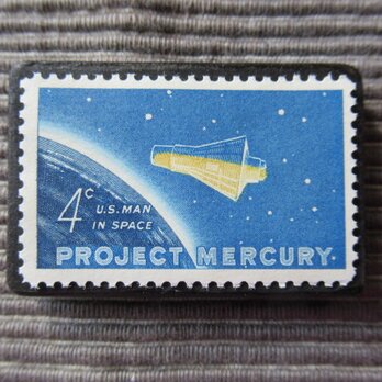 アメリカ　宇宙マーキュリー計画切手ブローチ5346
