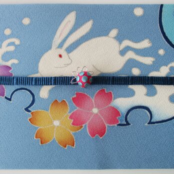 水玉　帯留め　ピンク×水色の画像