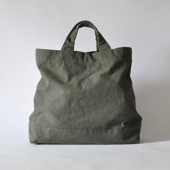 eighth note - tote (washed khaki) 帆布のトートバッグ