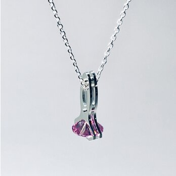 Parallel Lines CZ pendant Silver Pink Cubiczirconiaの画像
