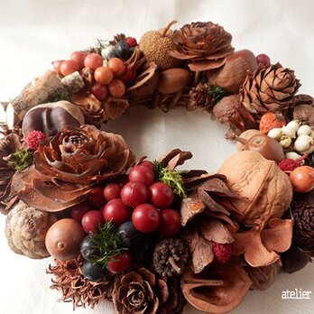 atelier blugra八ヶ岳〜木の実のミディアムWreath001の画像