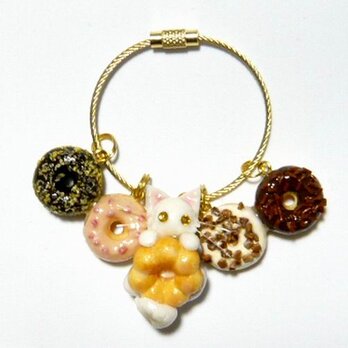 にゃんこのしっぽ○ドーナツのバッグチャーム○ミニチュア○猫○ターキッシュアンゴラ