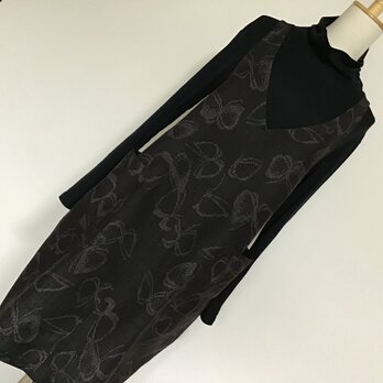 着物リメイク　コクーン　ジャンバースカート   M~L寸法    十日町紬の画像