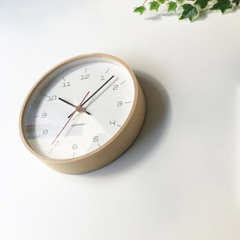 KATOMOKU plywood clock 16 km-105NRC ナチュラル 電波時計 連続秒針の画像
