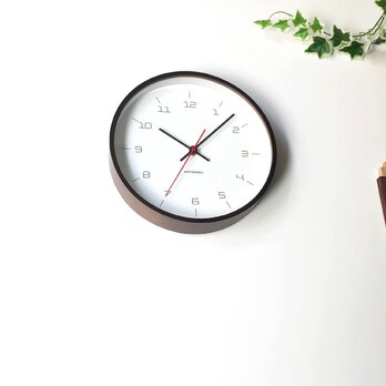 KATOMOKU plywood clock 16 km-105BRC ブラウン 電波時計 連続秒針の画像