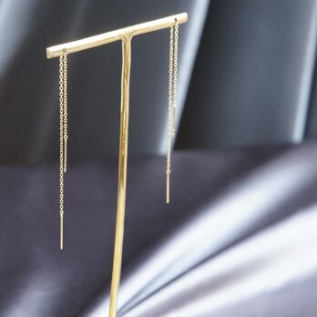 【K18YG】Double Bar Ear Thread Earringsの画像