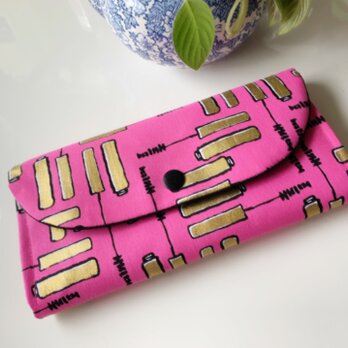 ◆受注製作! 軽い！　マスカラ柄・長財布・ロバートカフマン・USAコットン