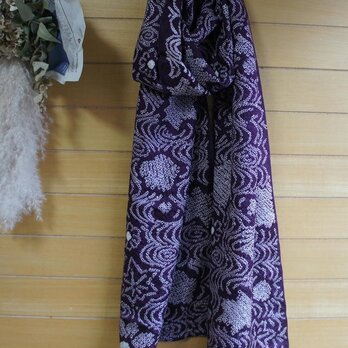 紫の絞りの羽織から　　ストール　着物リメイクの画像