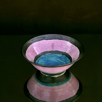 ピンク釉とターコイズ釉（貫入）のbowlの画像