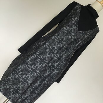 着物リメイク　コクーンジャンバースカート    手織り紬の画像
