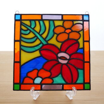 ステンドグラス ミニパネル 南国の花R 15cmの画像