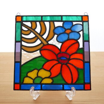 ステンドグラス ミニパネル 南国の花B 15cmの画像