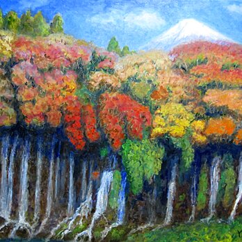 白糸の滝と富士の画像