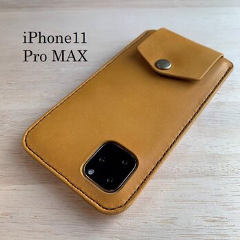 iPhone11 Pro MAXカバー ケース　【名入れ・選べる革とステッチ】の画像