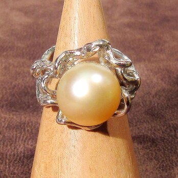 12.38ct,12.5mm南洋真珠とSV925のリング（指輪のサイズ：10号、サイズ変更無料、ロジウム）の画像